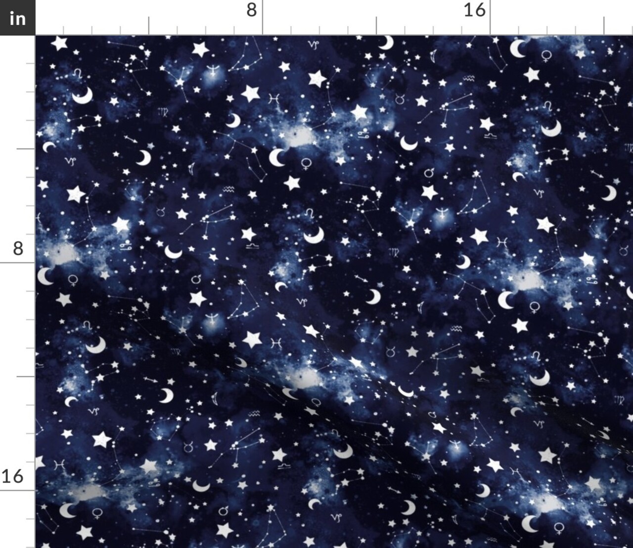 Zodiac Dark Blue Stars Constellations Moon Galaxy Astrology Astrological Sky Custom Printed Fabric by Spoonflower Various Fabrics by the Yard or Fat Quarter